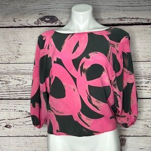 Anthropology Sunday in Brooklyn pink and gray blouse